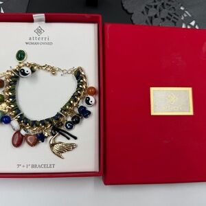 HTF Viral Atterri Multicolor Charm Bracelet – Mixed Gem & Symbol Design